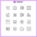 Set of 16 Modern UI Icons Symbols Signs for game, athletics, onward, athlete, internet