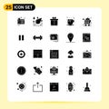Set of 25 Modern UI Icons Symbols Signs for gear, commerce, ecommerce, art, fast food