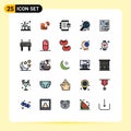 Pack of 25 Modern Filled line Flat Colors Signs and Symbols for Web Print Media such as global, analysis, piece, device, develop