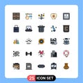 Universal Icon Symbols Group of 25 Modern Filled line Flat Colors of graph, analytics, money, setting, control