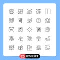 Set of 25 Modern UI Icons Symbols Signs for grid, home, six, building, sports