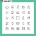 Set of 25 Modern UI Icons Symbols Signs for group, company, arrow, work, effectiveness