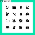 Set of 16 Modern UI Icons Symbols Signs for human, body, clock, avatar, map