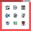 Set of 9 Modern UI Icons Symbols Signs for info, call, valuation, body, split testing