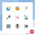 Set of 9 Modern UI Icons Symbols Signs for injection, marker, shop, pin, keys