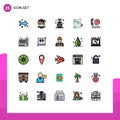 Set of 25 Modern UI Icons Symbols Signs for interface, customer, investment, agreement, education