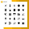 Set of 25 Modern UI Icons Symbols Signs for internet, paper, pacifier, money, data