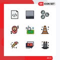 Set of 9 Modern UI Icons Symbols Signs for investment, children, cells, child, space