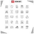 Set of 25 Modern UI Icons Symbols Signs for iot, internet, coffee, location, location Royalty Free Stock Photo