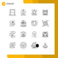 Set of 16 Modern UI Icons Symbols Signs for javascript, design, user, time, old