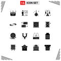 Modern Set of 16 Solid Glyphs Pictograph of lamp, house, man, decorate, jewelry