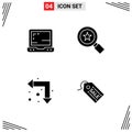 Set of Modern UI Icons Symbols Signs for laptop, down, achievements, arrow, shopping