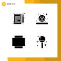 Set of 4 Modern UI Icons Symbols Signs for letter, cooking, chat, rgb, food