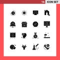 Set of 16 Modern UI Icons Symbols Signs for love, plate, tissue, cake, lock