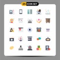 Set of 25 Modern UI Icons Symbols Signs for magic, food, editing, drink, breakfast