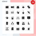 Set of 25 Modern UI Icons Symbols Signs for mailing, lump, server, living, medicine