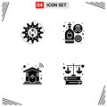 Set of 4 Modern UI Icons Symbols Signs for management, automation, task, drink, smart