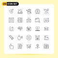 Set of 25 Modern UI Icons Symbols Signs for marketing, communication, stare, buzz, ui Royalty Free Stock Photo