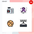 Set of 4 Modern UI Icons Symbols Signs for medical, game, hospital, ribbon, cargo