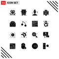 Set of 16 Modern UI Icons Symbols Signs for message, envelope, female, live, coaching