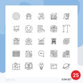 Set of 25 Modern UI Icons Symbols Signs for mind, tree, control, wifi, smart