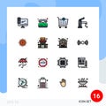 Set of 16 Modern UI Icons Symbols Signs for money, faucet, time, cleaning, bath Royalty Free Stock Photo