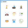 Set of 9 Modern UI Icons Symbols Signs for money saving, hands, creative, finance, transport