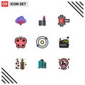 Set of 9 Modern UI Icons Symbols Signs for money, structure, reel, molecule, nature Royalty Free Stock Photo