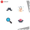 Set of 4 Modern UI Icons Symbols Signs for moustache, globe, male, gift, search