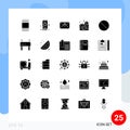 Set of 25 Modern UI Icons Symbols Signs for no, cancel, inbox, electronic, discount Royalty Free Stock Photo