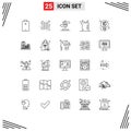 Set of 25 Modern UI Icons Symbols Signs for offer, sale idea, motel, retail, biology