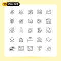 Set of 25 Modern UI Icons Symbols Signs for ornament, celebration, love, wave, sound