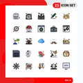 Set of 25 Modern UI Icons Symbols Signs for page, desk, programming, cutter, house Royalty Free Stock Photo
