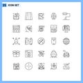 Set of 25 Modern UI Icons Symbols Signs for paint roller, module, file, component, airlock