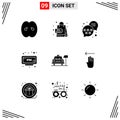 Set of 9 Modern UI Icons Symbols Signs for parking, time, shopping, clock, alarm