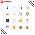 Modern Set of 16 Flat Colors and symbols such as party, food, testing, bread, boy