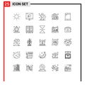 Set of 25 Modern UI Icons Symbols Signs for phone, cellphone, food, world, cancer