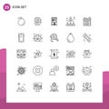 Set of 25 Modern UI Icons Symbols Signs for phone, web, graph, information, people