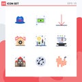 Set of 9 Modern UI Icons Symbols Signs for plant, leaf, down, distributed ledger book, currency Royalty Free Stock Photo