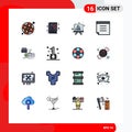 Set of 16 Modern UI Icons Symbols Signs for playstation, game, sign, console, note