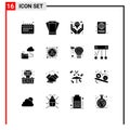 Set of 16 Modern UI Icons Symbols Signs for pool, diving instructor, tilt, beach, product