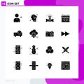 Set of 16 Modern UI Icons Symbols Signs for powerpoint presentation, data visualization, energy, data analysis, plumbing Royalty Free Stock Photo