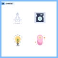 Group of 4 Modern Flat Icons Set for precision, idea, compass, drive, energy