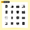 Set of 16 Modern UI Icons Symbols Signs for programmer, develop, computer, coding, keyboard