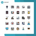 Set of 25 Modern UI Icons Symbols Signs for project management, business idea, arrow, active learning, shower duck