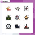 Set of 9 Modern UI Icons Symbols Signs for return, finance, mail, asset, edit