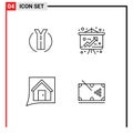 Set of 4 Modern UI Icons Symbols Signs for road, conversation, location, strategy, home