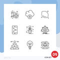 Set of 9 Modern UI Icons Symbols Signs for romance, love, healthcare, lifestyle, mobile