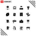 Set of 16 Modern UI Icons Symbols Signs for rugby, football, lego, ball, system