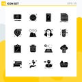 Set of 16 Modern UI Icons Symbols Signs for sale, discount, android, document, coding